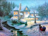 Thomas Kinkade Moonlit Sleigh Ride painting